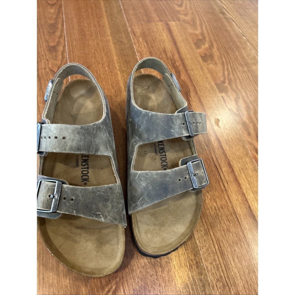 Birkenstock Brown Two-Strap Leather Sandals